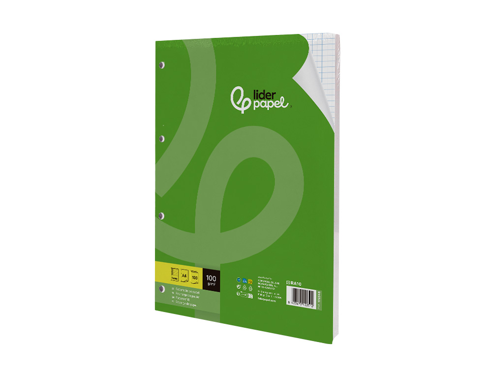 RECARGA LIDERPAPEL A4 100 FOLHAS 100 GR QUADRICULA 5 MM COM MARGEM 4 FUROS
