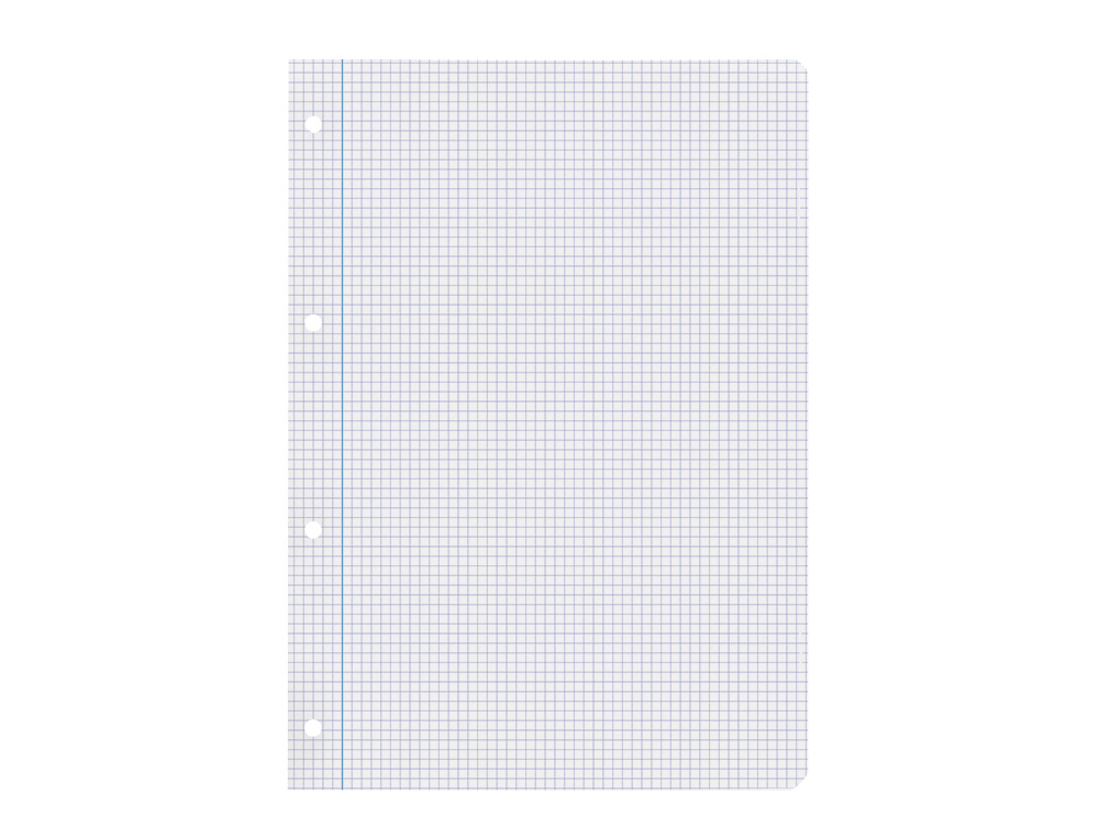 RECARGA LIDERPAPEL A4 100 FOLHAS 100 GR QUADRICULA 5 MM COM MARGEM 4 FUROS
