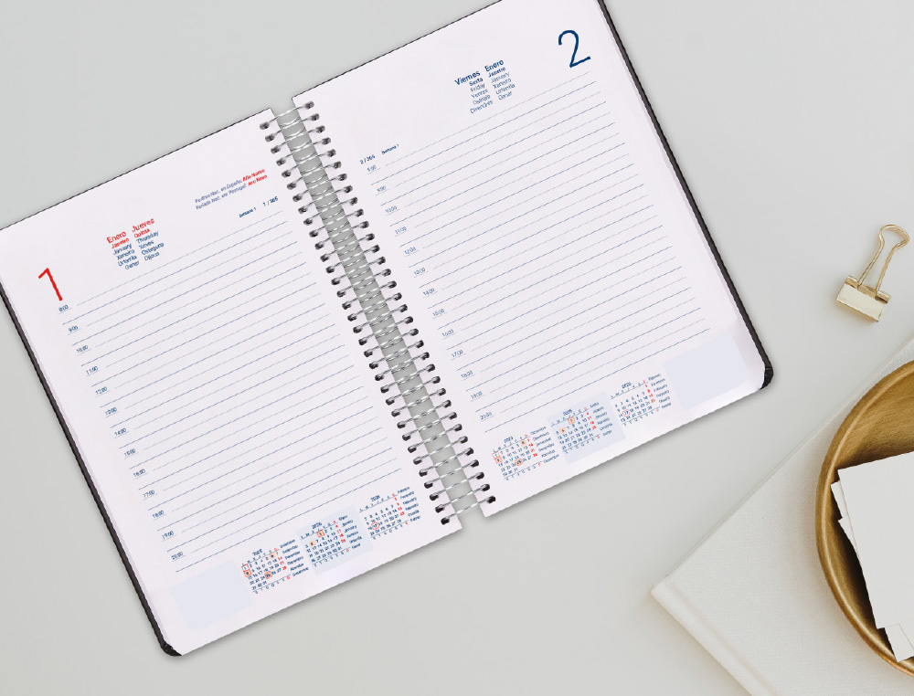 AGENDA ESPIRAL LIDERPAPEL PERISSA A5 2026 DIA PAGINA ROXO PAPEL 80 GR FSC