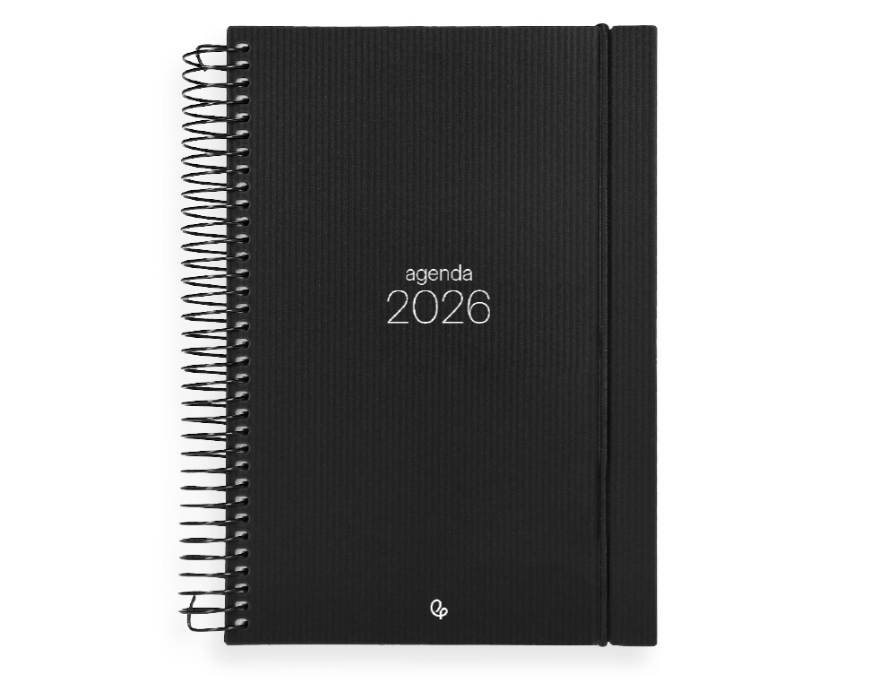 AGENDA ESPIRAL LIDERPAPEL OLBIA A5 2026 DIA PAGINA PRETO PAPEL 60 GR FSC