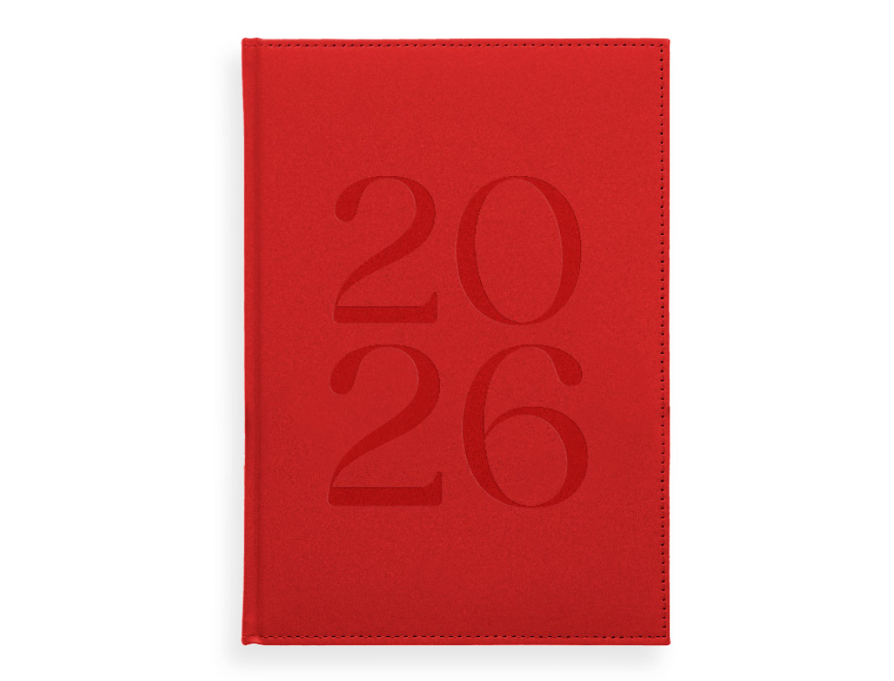 AGENDA ENCADERNADA LIDERPAPEL CRETA 15X21 2026 DIA PAGINA VERMELHO PAPEL 70 GR FSC