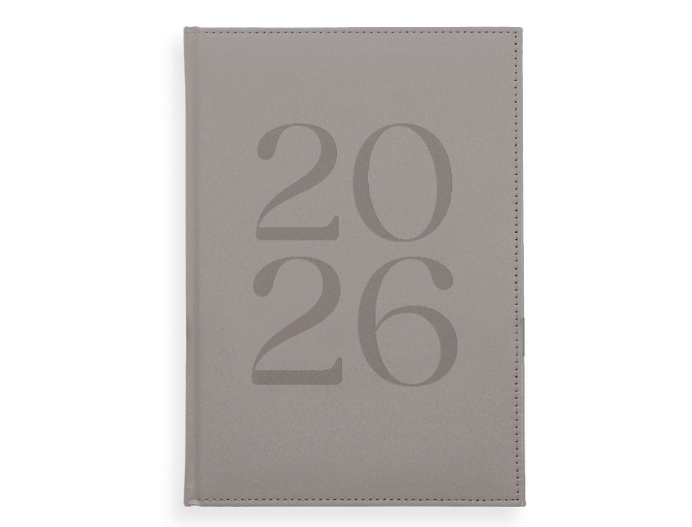 AGENDA ENCADERNADA LIDERPAPEL CRETA 15X21 2026 SEMANA VISTA CINZA PAPEL 70 GR FSC