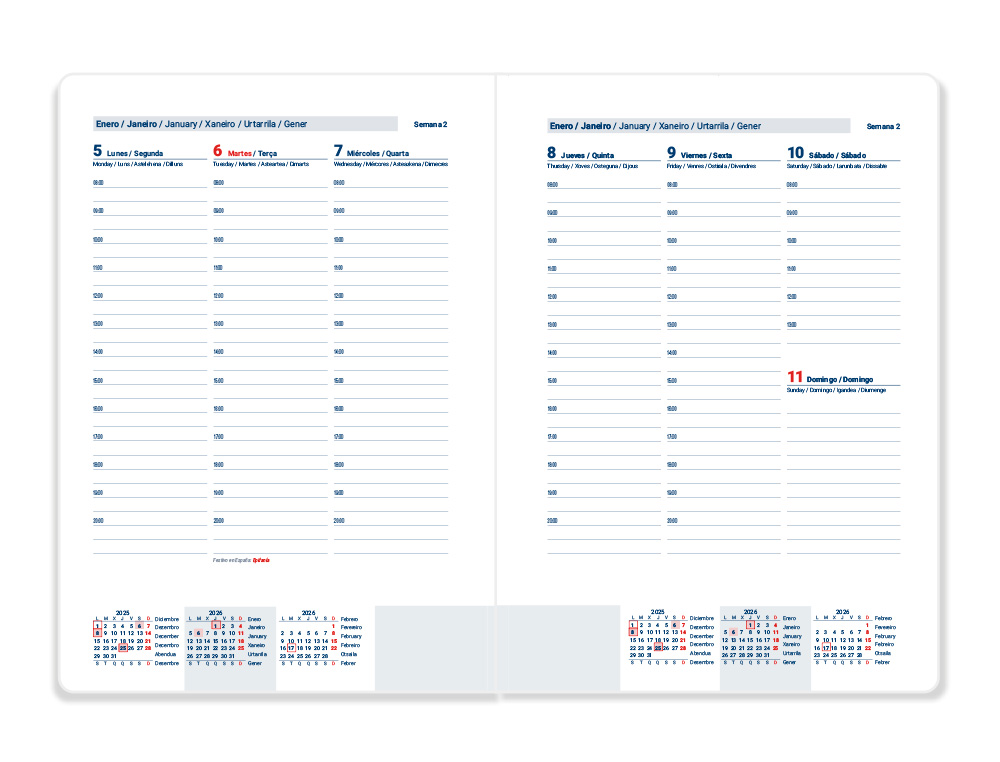 AGENDA ENCADERNADA LIDERPAPEL CRETA 15X21 2026 SEMANA VISTA CINZA PAPEL 70 GR FSC