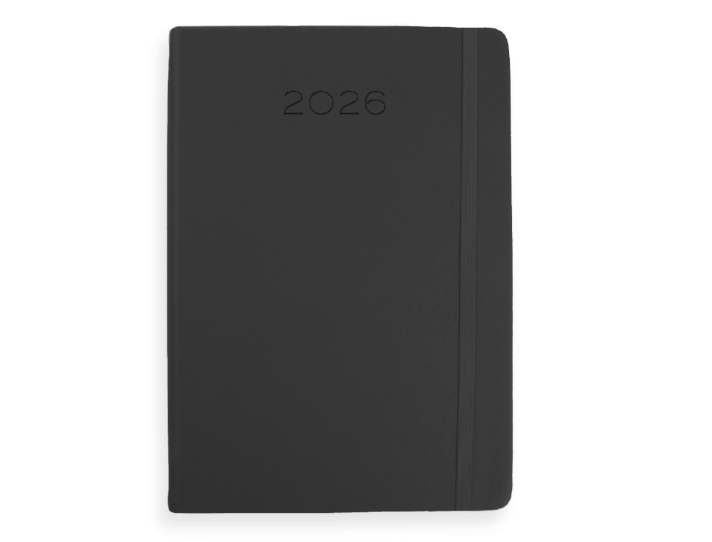 AGENDA ENCADERNADA LIDERPAPEL MYKONOS 15X21 2026 DIA PAGINA PRETO PAPEL 70 GR FSC