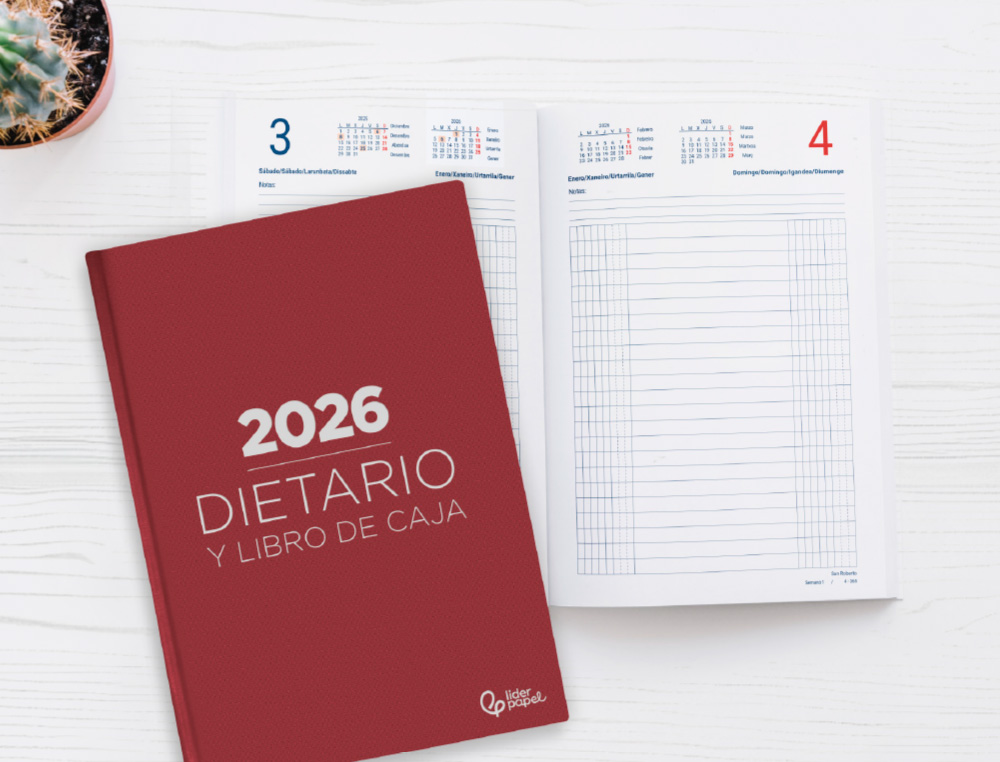 AGENDA ENCADERNADA LIDERPAPEL DIETARIO 150X215MM 2026 DIA PAGINA AZUL PAPEL 70 GR FSC