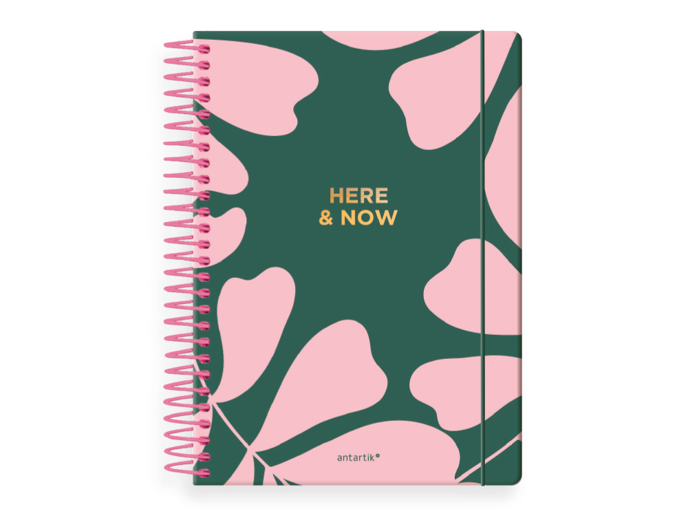 AGENDA ESPIRAL ANTARTIK HERE AND NOW A5+ 2026 DIA PAGINA VERDE PAPEL 80 GR FSC