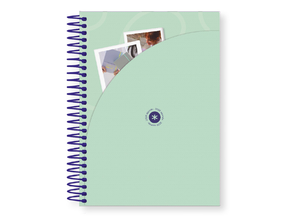 AGENDA ESPIRAL ANTARTIK HERE AND NOW A5+ 2026 DIA PAGINA VERDE PAPEL 80 GR FSC