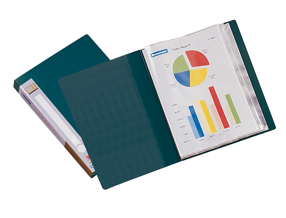 CAPA CATALOGO LIDERPAPEL 10 BOLSAS DIN A4 VERDE