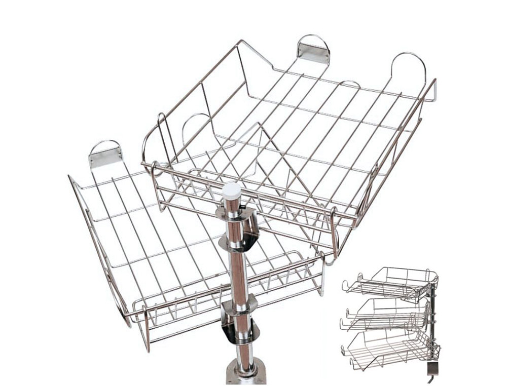 TABULEIRO Q-CONNECT GIRATORIO METALICO CROMADO, DE 3 TABULEIROS