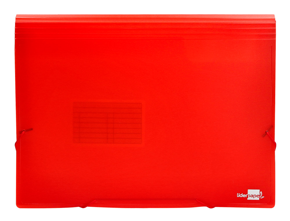 PASTA CLASSIFICADORA COM FOLE LIDERPAPEL DIN A4 TRANSPARENTE 13 DEPARTAMENTOS VERMELHO