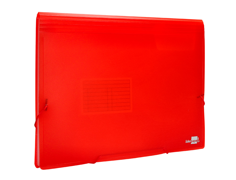 PASTA CLASSIFICADORA COM FOLE LIDERPAPEL DIN A4 TRANSPARENTE 13 DEPARTAMENTOS VERMELHO