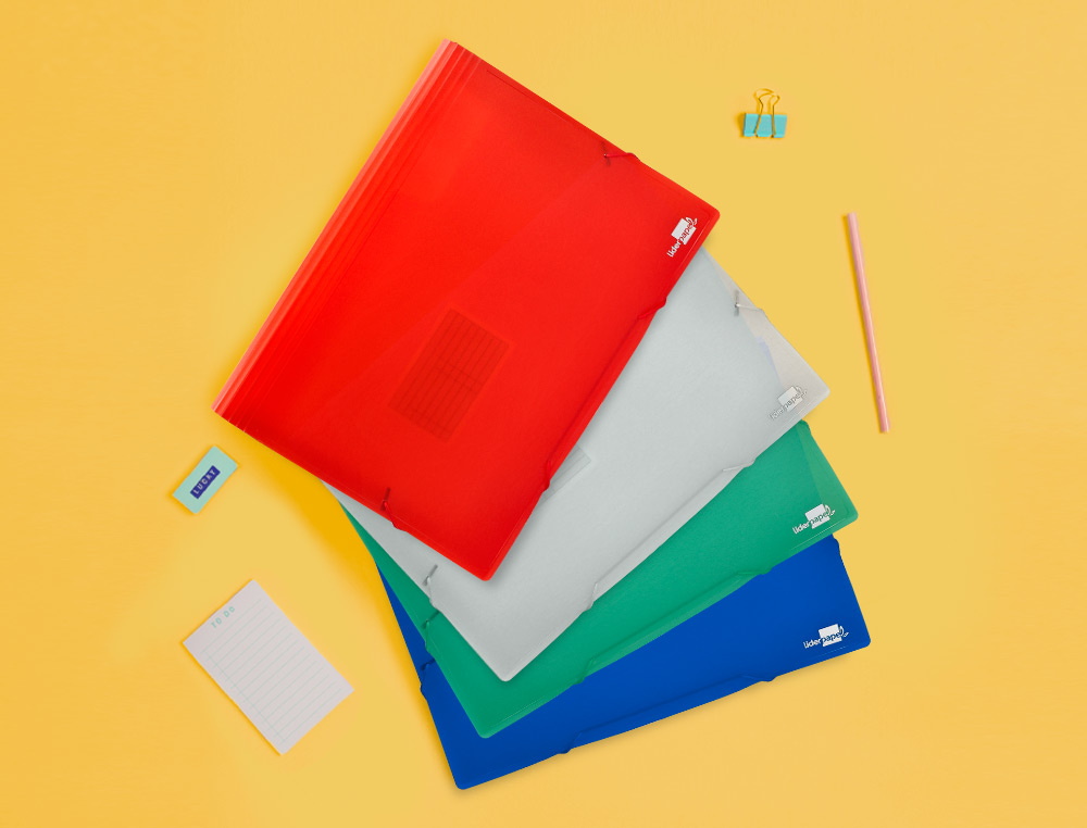 PASTA CLASSIFICADORA COM FOLE LIDERPAPEL DIN A4 TRANSPARENTE 13 DEPARTAMENTOS AZUL