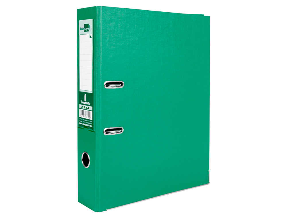 PASTA DE ARQUIVO DE ALAVANCA LIDERPAPEL DOCUMENTA PVC FOLIO LOMBADA 75 MM VERDE