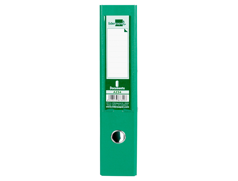 PASTA DE ARQUIVO DE ALAVANCA LIDERPAPEL DOCUMENTA PVC FOLIO LOMBADA 75 MM VERDE