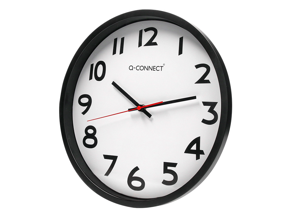 RELOGIO Q-CONNECT DE PAREDE REDONDO EM PLASTICO DIAMETRO 35 CM ARO PRETO