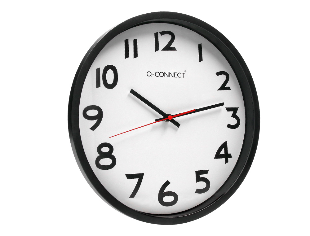 RELOGIO Q-CONNECT DE PAREDE REDONDO EM PLASTICO DIAMETRO 35 CM ARO PRETO
