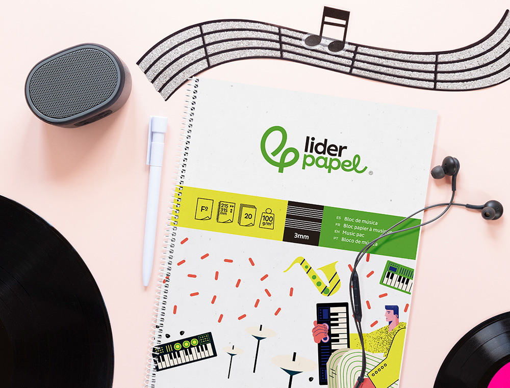 BLOCO MUSICA LIDERPAPEL FOLIO 20 FOLHAS