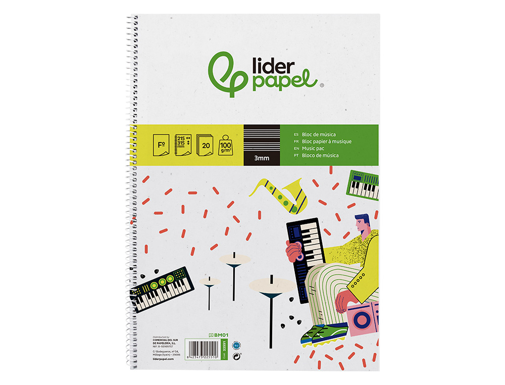 BLOCO MUSICA LIDERPAPEL FOLIO 20 FOLHAS