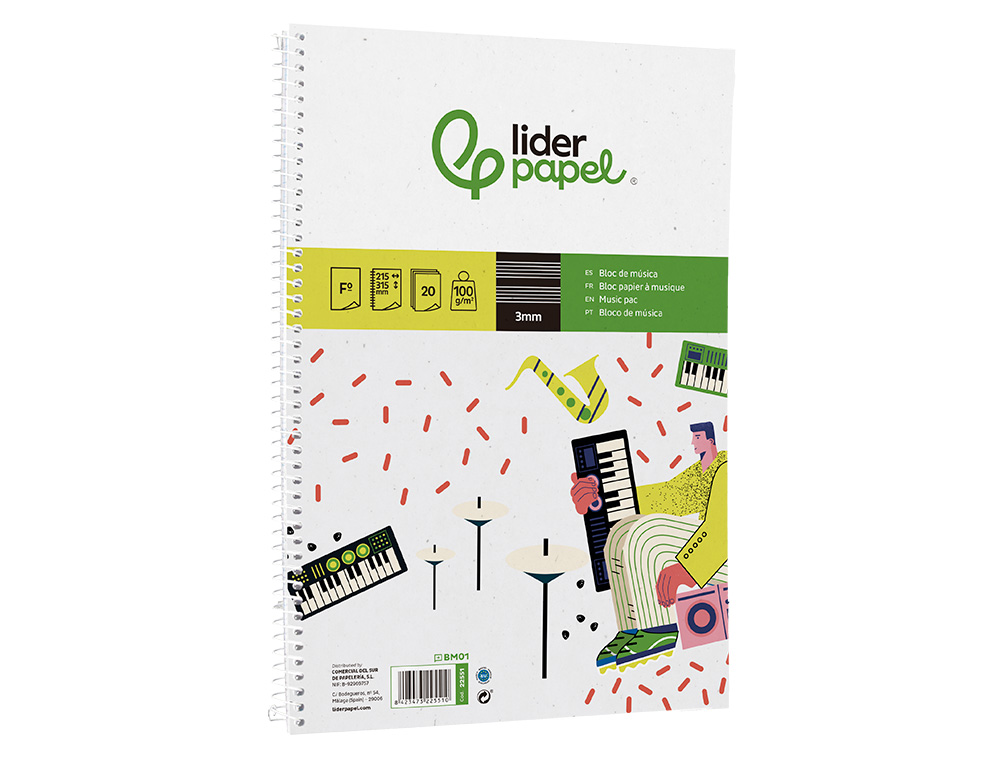 BLOCO MUSICA LIDERPAPEL FOLIO 20 FOLHAS