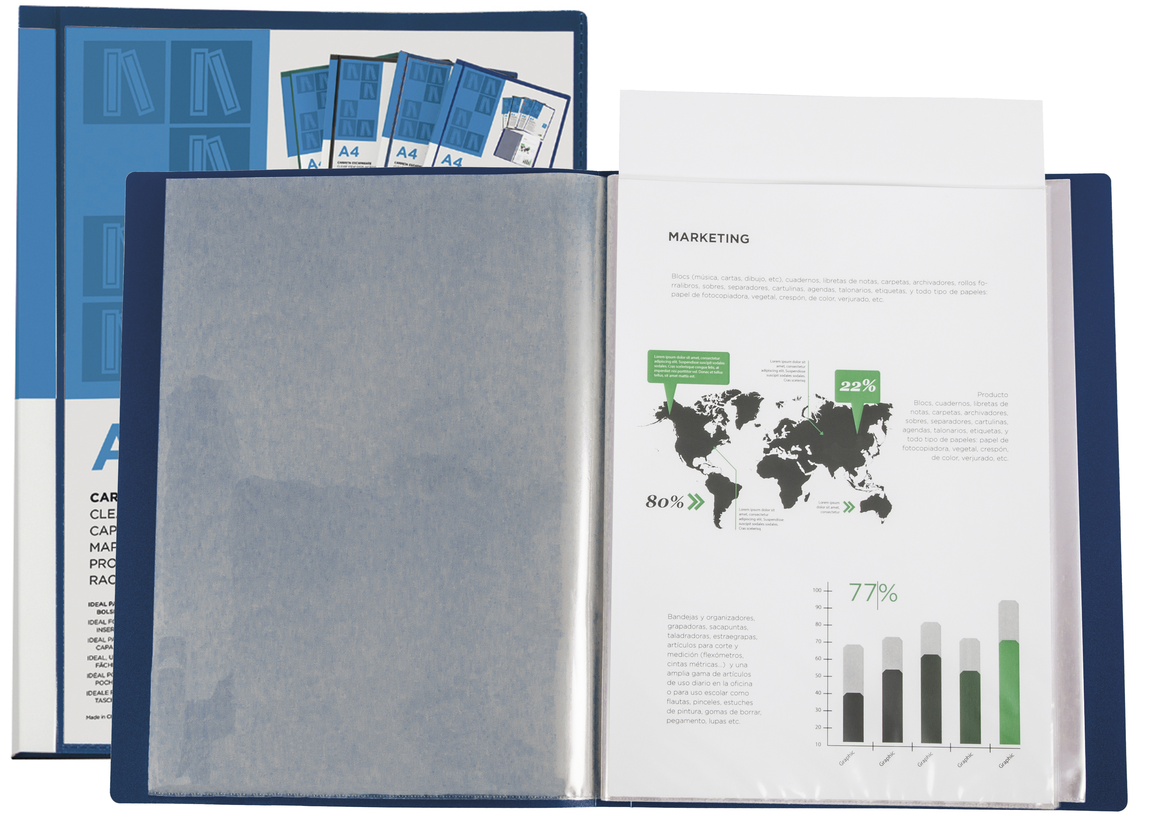 CAPA CATALOGO LIDERPAPEL 40 BOLSAS DIN A4 AZUL