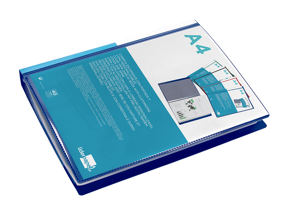 CAPA CATALOGO LIDERPAPEL 40 BOLSAS DIN A4 AZUL