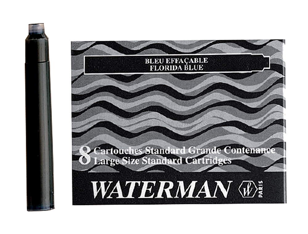 TINTA WATERMAN AZUL FLORIDACAIXA8 CARTUCHOS LARGOS STD.