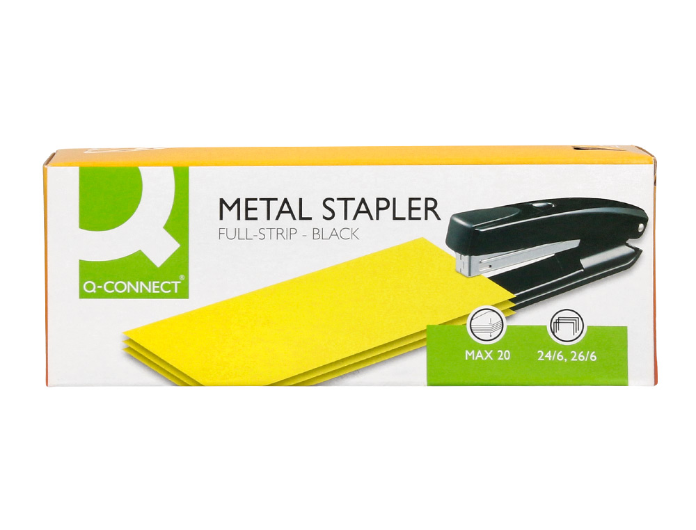 AGRAFADOR Q-CONNECT METALICO PRETO CAPACIDADE 20 FOLHAS