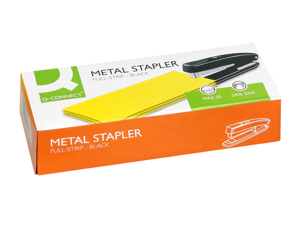 AGRAFADOR Q-CONNECT METALICO PRETO CAPACIDADE 20 FOLHAS