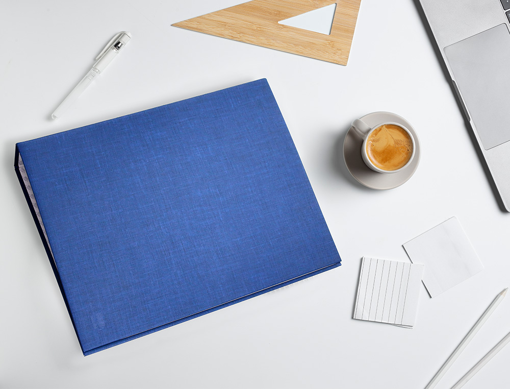 CAPA LIDERPAPEL PAPER COAT 4 ANEIS 40 MM FORRO PVC FOLIO AZUL