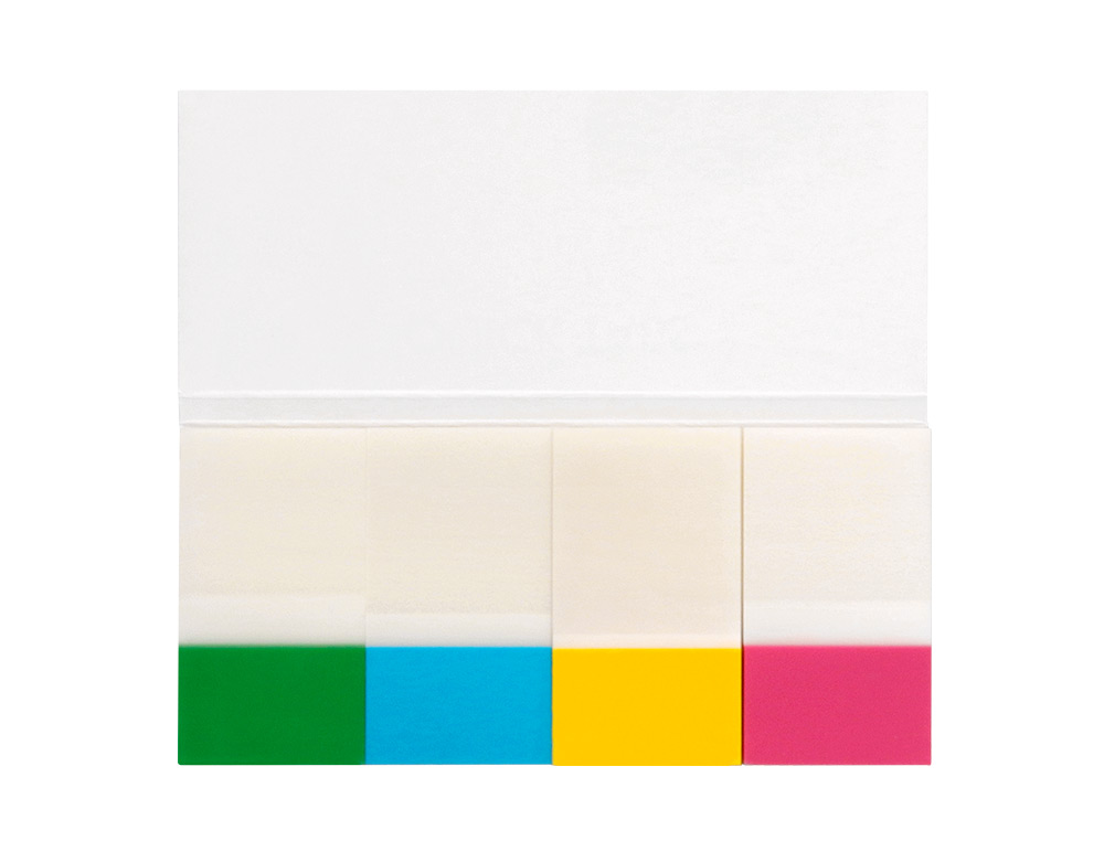 BANDAS SEPARADORAS Q-CONNECT INDEX TRANSPARENTE E COR, PACK DE 4 COM 40 FOLHAS 25X45 MM