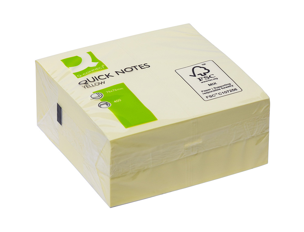 BLOCO DE NOTAS ADESIVAS Q-CONNECT AMARELO 76 X 76 MM COM 400 FOLHAS