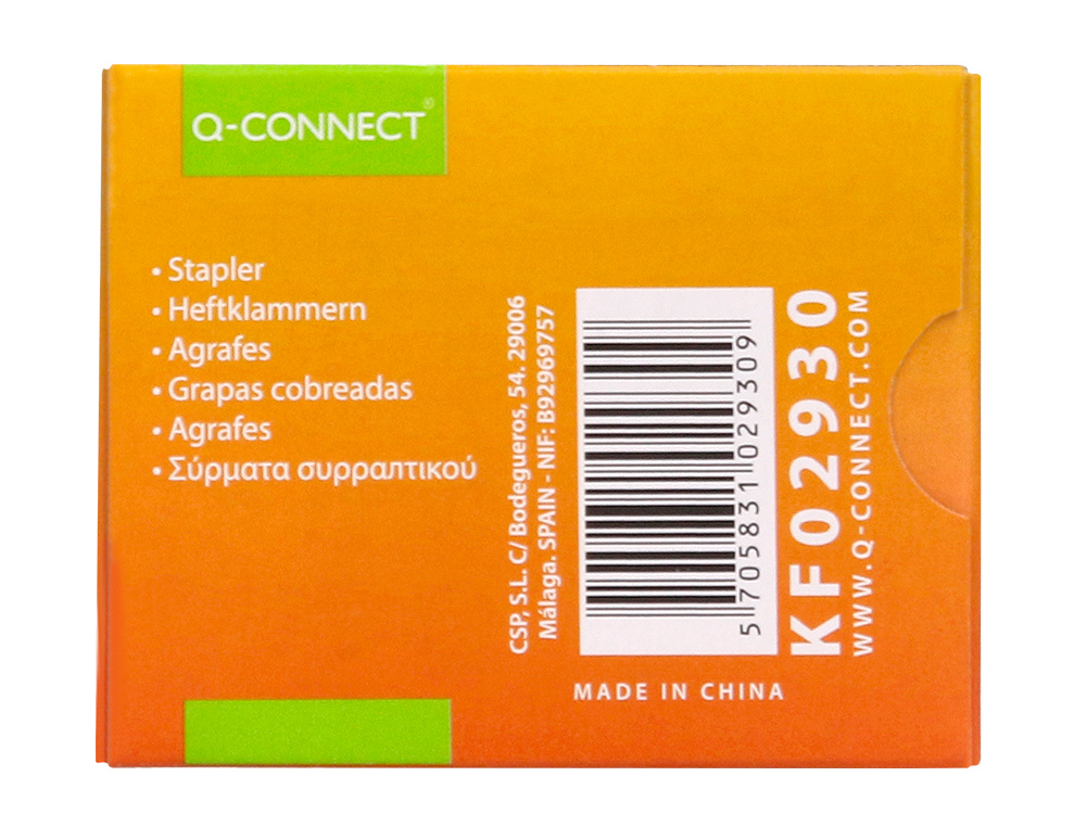 AGRAFES Q-CONNECT COBREADOS 23/6 CAIXA 1000 UNIDADES