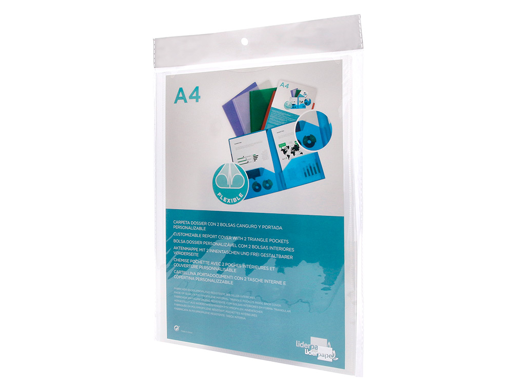 BOLSA DOSSIER LIDERPAPEL COM DUPLA BOLSA DIN A4 CRISTAL