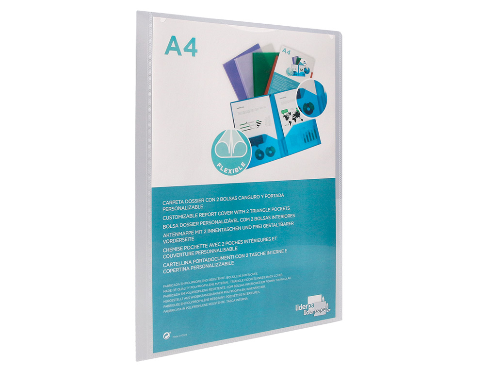 BOLSA DOSSIER LIDERPAPEL COM DUPLA BOLSA DIN A4 CRISTAL