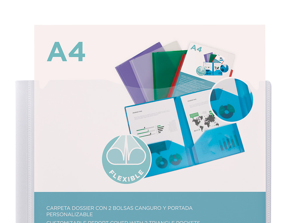 BOLSA DOSSIER LIDERPAPEL COM DUPLA BOLSA DIN A4 CRISTAL