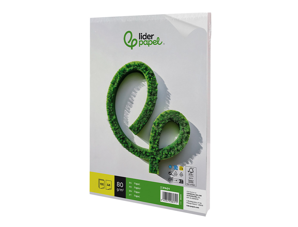 PAPEL LIDERPAPEL DIN A4 80 GR EMBALAGEM DE 100 FOLHAS