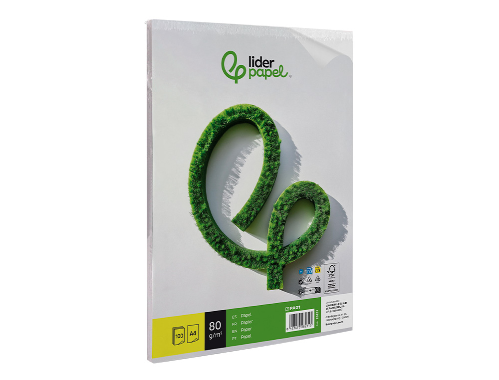 PAPEL LIDERPAPEL DIN A4 80 GR EMBALAGEM DE 100 FOLHAS