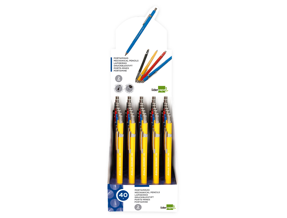 LAPISEIRA LIDERPAPEL RETRATIL COM CLIP 2MM CORES SORTIDAS