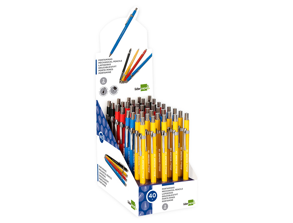 LAPISEIRA LIDERPAPEL RETRATIL COM CLIP 2MM CORES SORTIDAS
