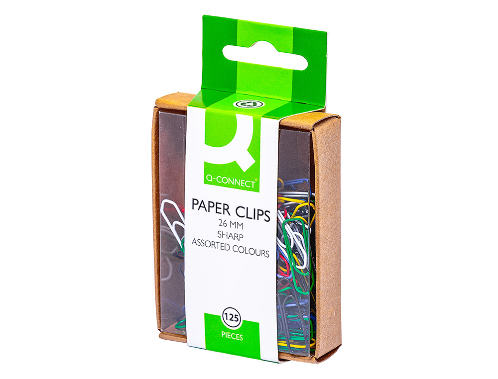 CLIPS DE CORES SORTIDAS Q-CONNECT 26 MM CAIXA DE 125 UNIDADES