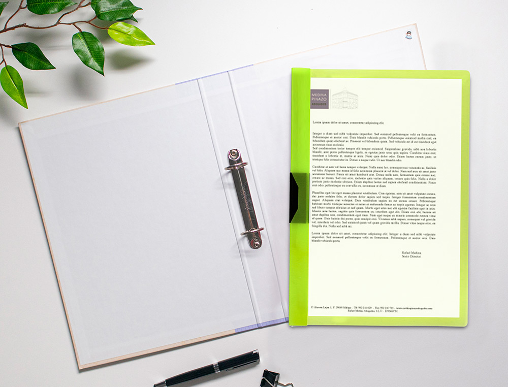 BOLSA DOSSIER LIDERPAPEL COM CLIP LATERAL DIN A4 VERDE 30 FOLHAS