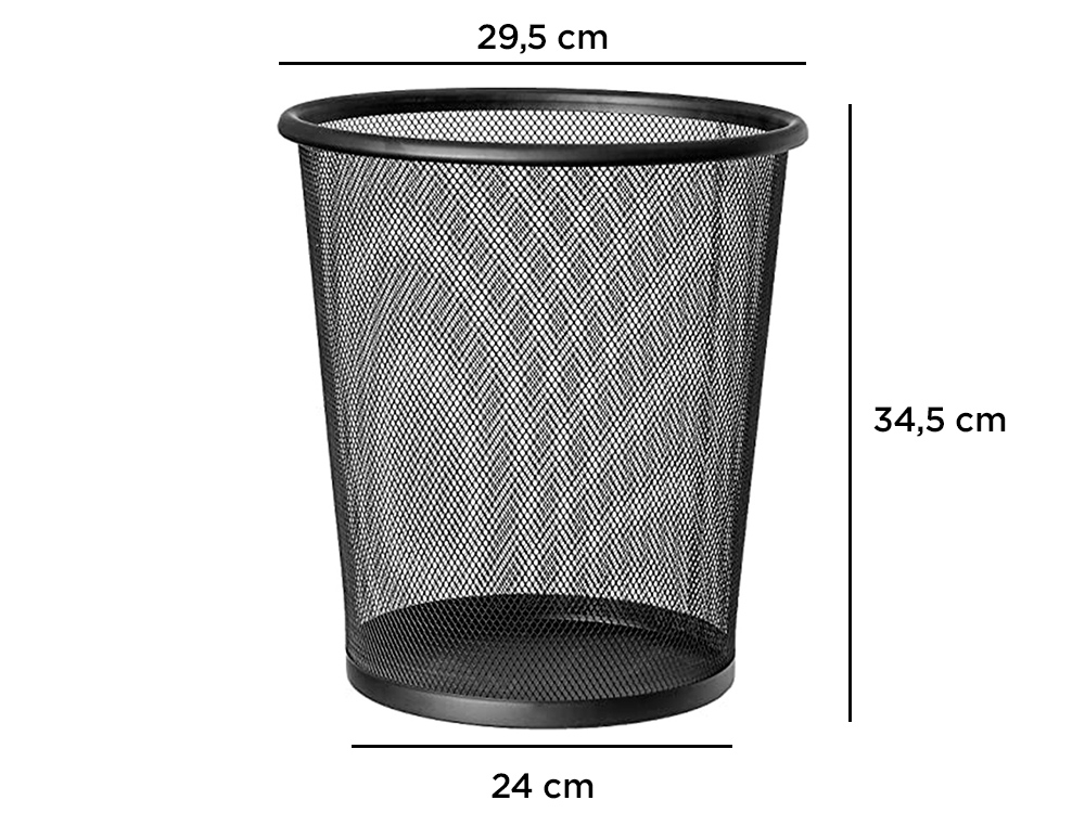 CESTO DE PAPEIS Q-CONNECT DE REDE METALICO PRETO CAPACIDADE 19 LITROS 34,5X29,5 CM