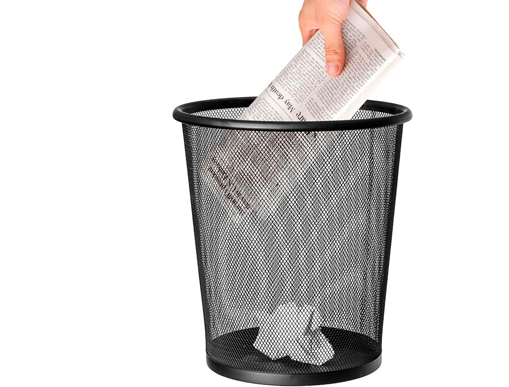 CESTO DE PAPEIS Q-CONNECT DE REDE METALICO PRETO CAPACIDADE 19 LITROS 34,5X29,5 CM