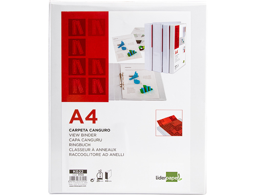 PASTA CANGURU LIDERPAPEL DIN A4 2 ANEIS DE 25 MM