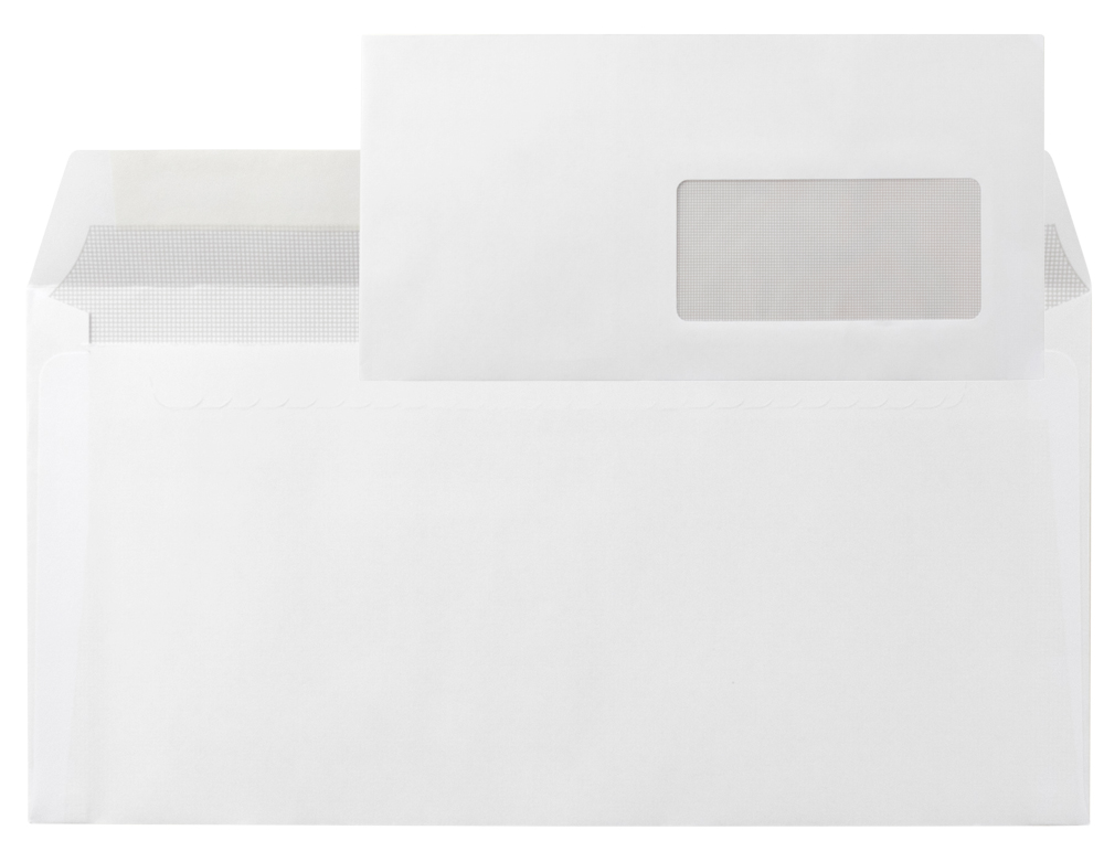 ENVELOPE LIDERPAPEL N.3 AMERICANO BRANCO 110X220 MM TIRA DE SILICONE JANELA DIREITA PACK DE 500 UNIDADES
