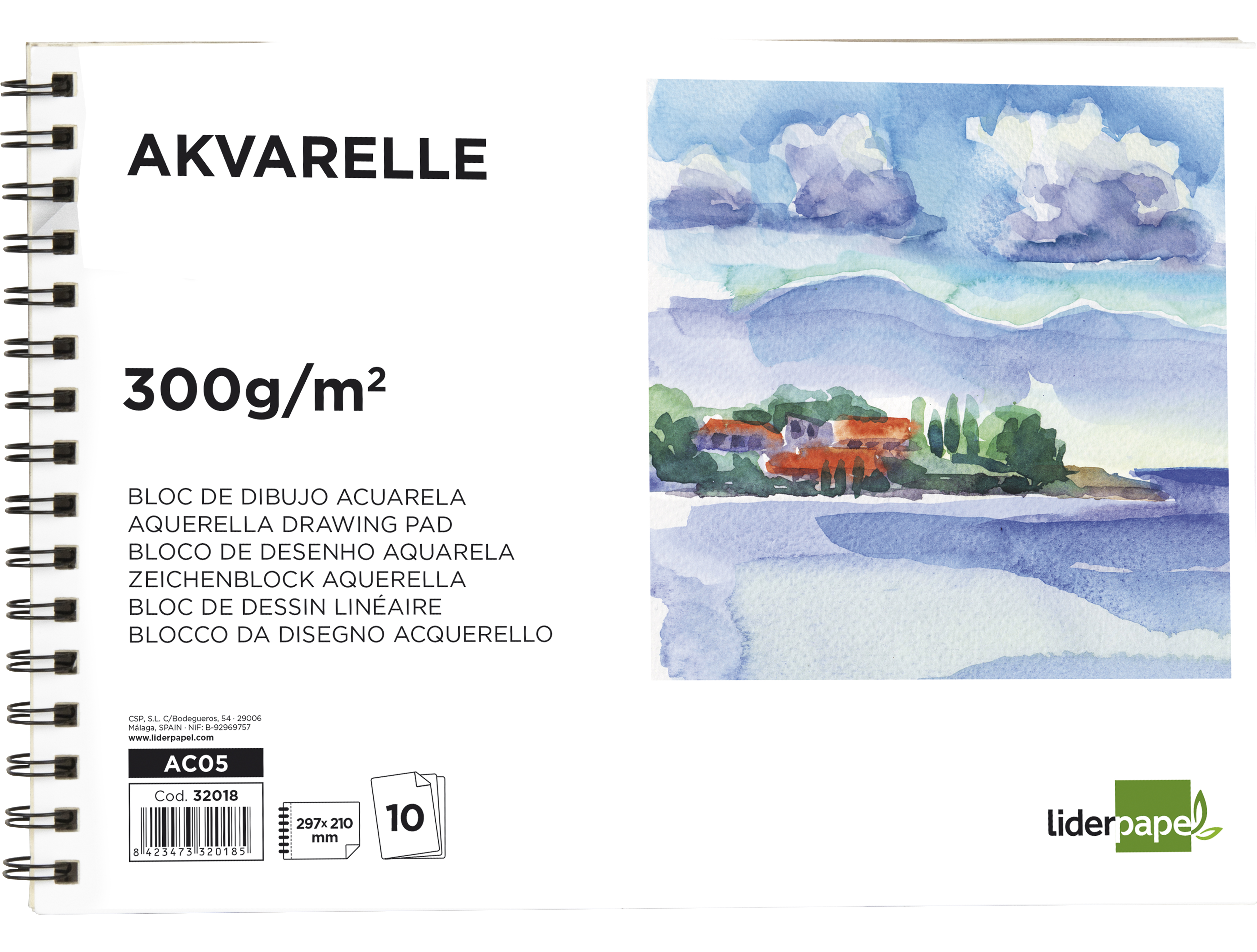BLOCO DE DESENHO AGUARELA ESPIRAL 230X325MM 10 FOLHAS