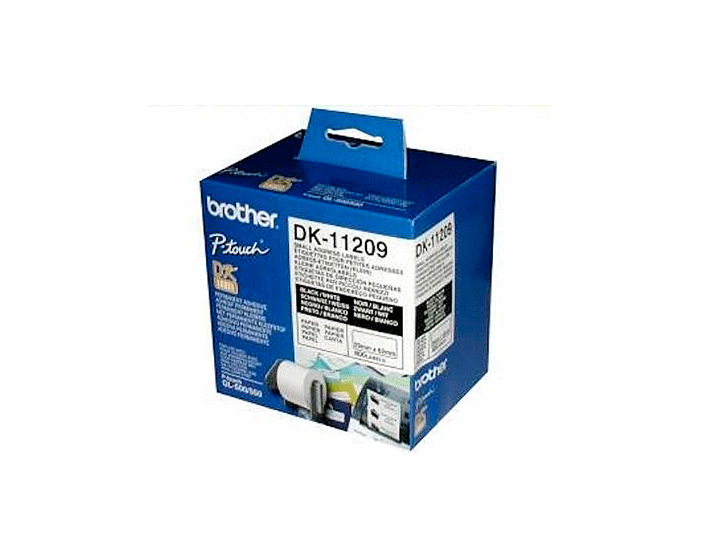 ETIQUETAS PRECORTADAS BROTHER DK11209 BRANCA 62 MM X 29 MM PAPEL TERMICO DIRECAO PEQUENA 800 ETIQUETAS