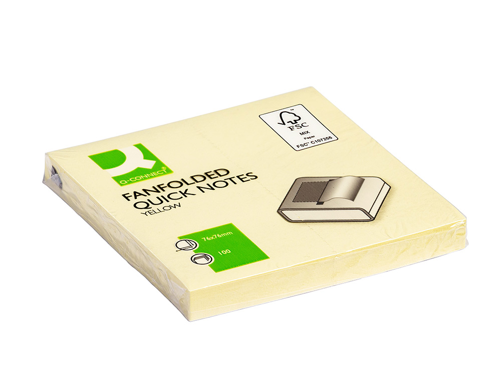 BLOCO DE NOTAS ADESIVAS Q-CONNECT AMARELO 76 X 76 MM ZIG-ZAG