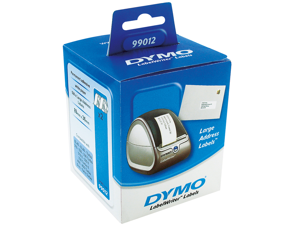 ETIQUETAS ADESIVAS DYMO PARA IMPRESSORA LABELWRITER 400 - 89X36 MM DIRECCOES 260 ETIQUETAS CAIXA DE 2 ROLOS