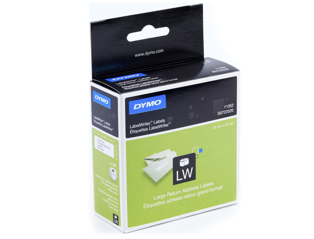 ETIQUETAS ADESIVAS DYMO PARA IMPRESSORA LABELWRITER 400 - 25X54 MM REMETENTE 500 ETIQUETAS